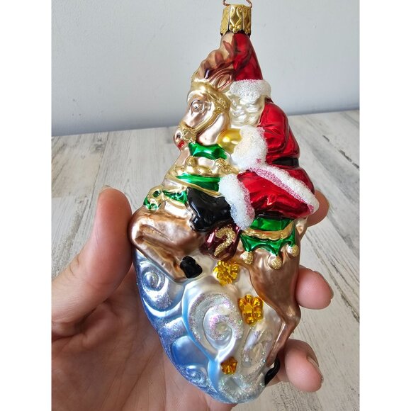 Vintage inge glas Santa reindeer glitter ornament glass claws tree - Picture 4 of 10
